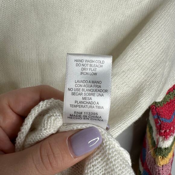 Altar'd‎ State Women's Crew Neck Striped Bell Crochet Sleeve Sweater Size Small - Picture 5 of 6